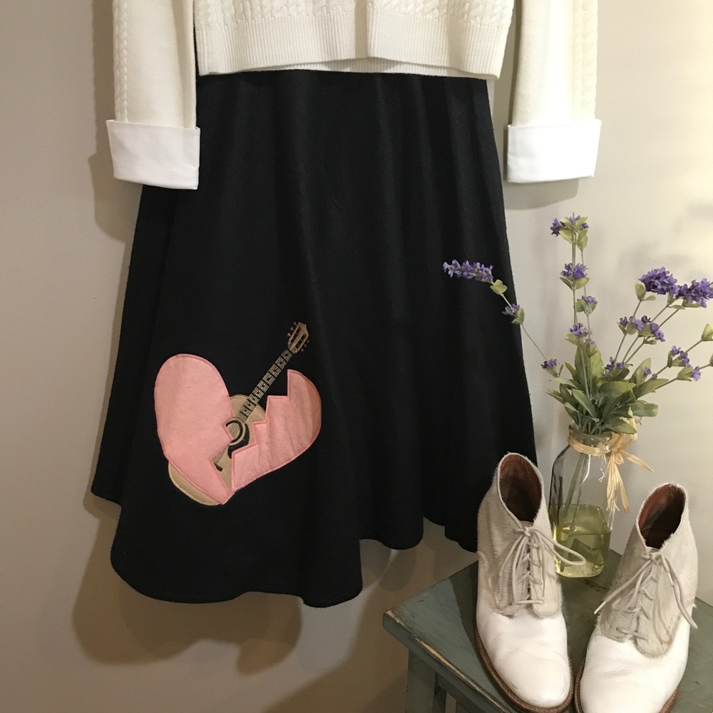 True Vintage Black Poodle Skirt black felt.